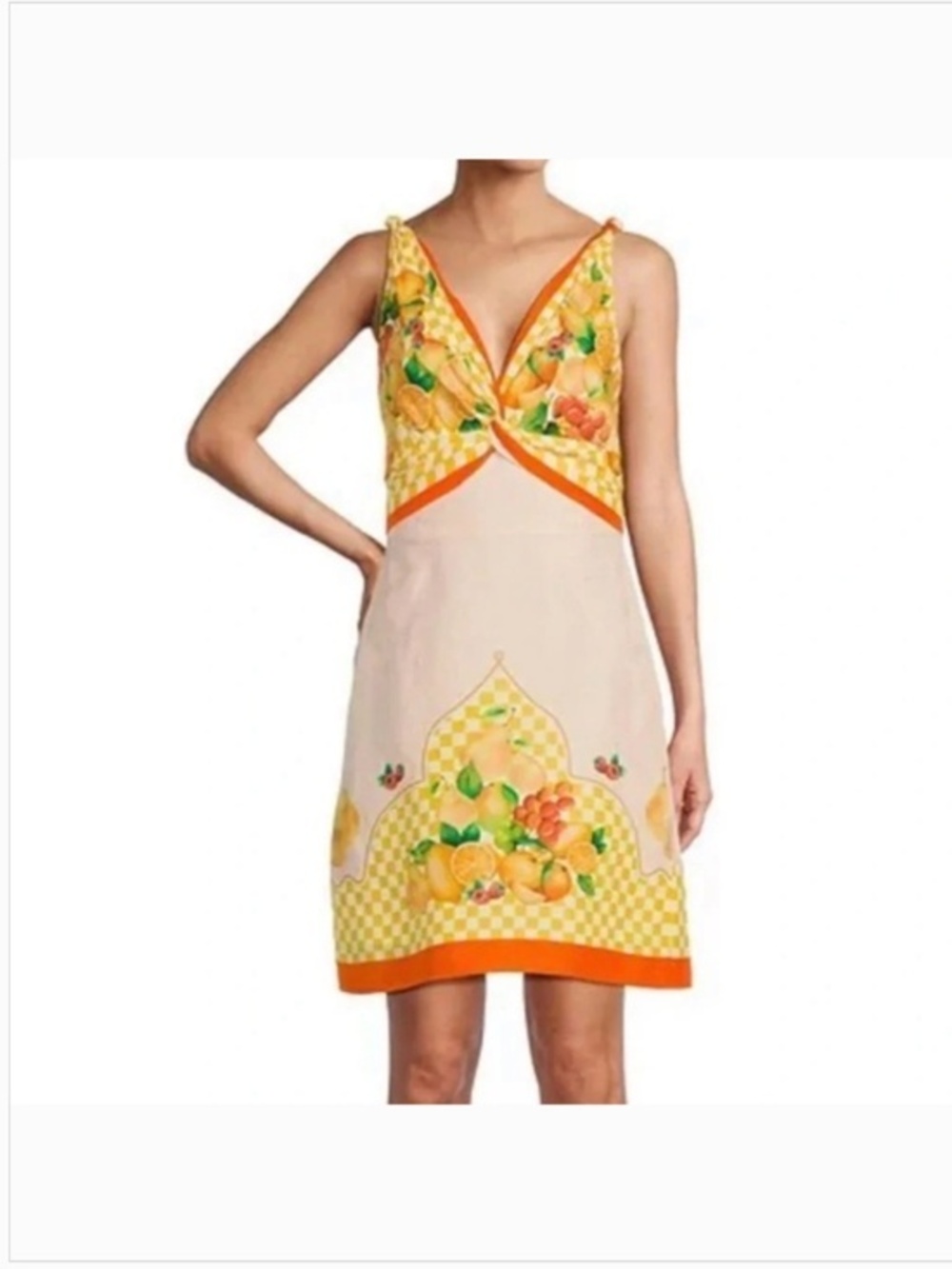 Antonio Melani Kacey Fruit Print Orange Pink Sleeveless Dress